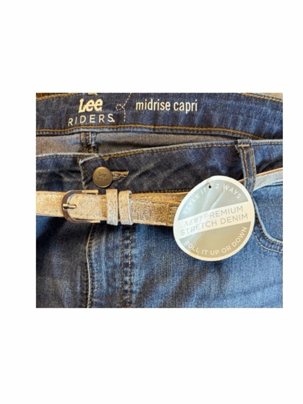 Lee By Riders Midrise Capri Jeans With Belt NWT - Picture 3 of 4
